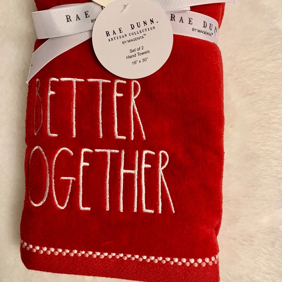 NWT Rae Dunn “BETTER TOGETHER” Hand Towels Set 2 - Picture 1 of 4